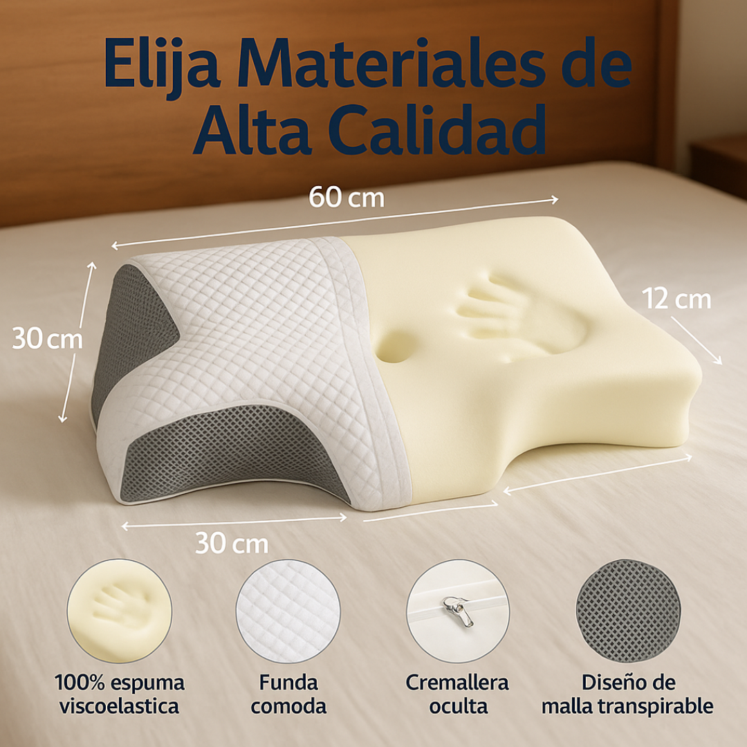 Almohada Cervical Ortopédica 2 en 1 – Espuma Viscoelástica con Diseño Ergonómico